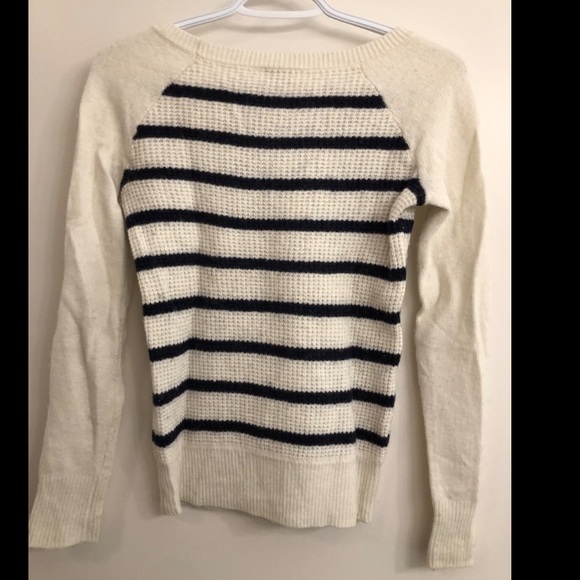 Waffle knit striped j crew sweater - Picture 2 of 4